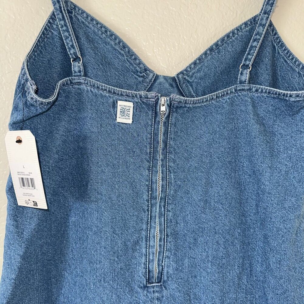 Billabong Indigo Skies Denim Mini Dress Womens Large NWT Back Zip - Picture 7 of 11